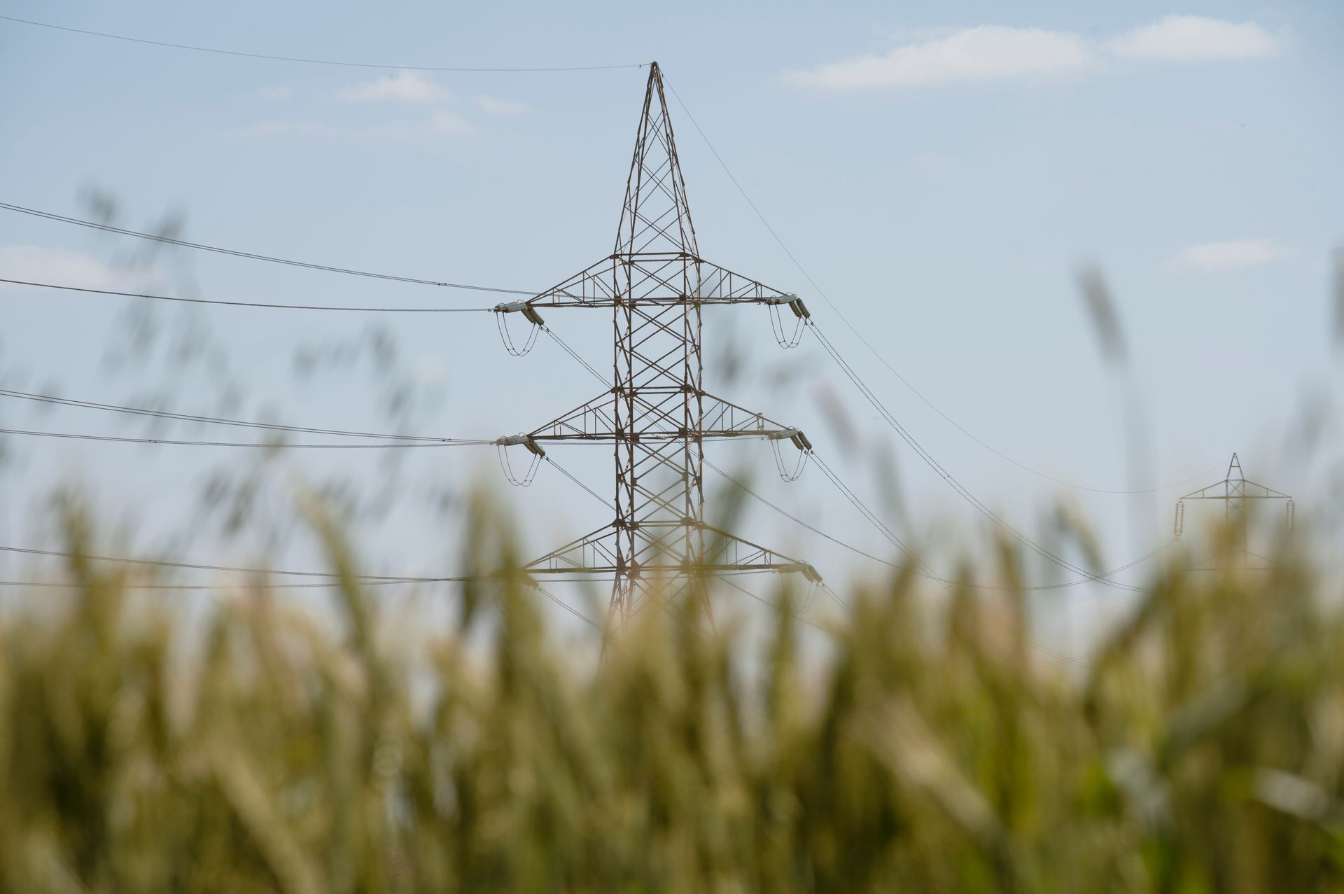 Electric Transmission Tower in the Rural Field