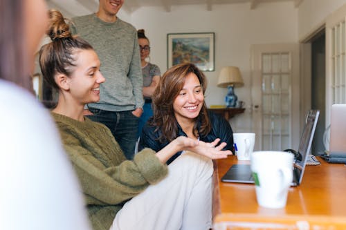 Free People Looking at Laptop Stock Photo