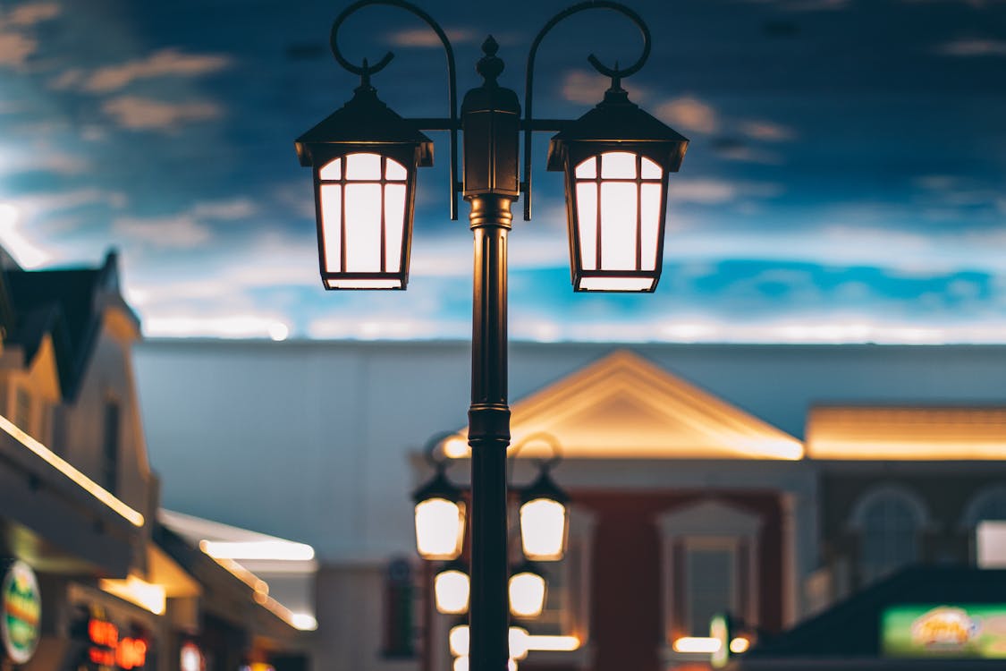 Close-Up Photo of Street Lamps