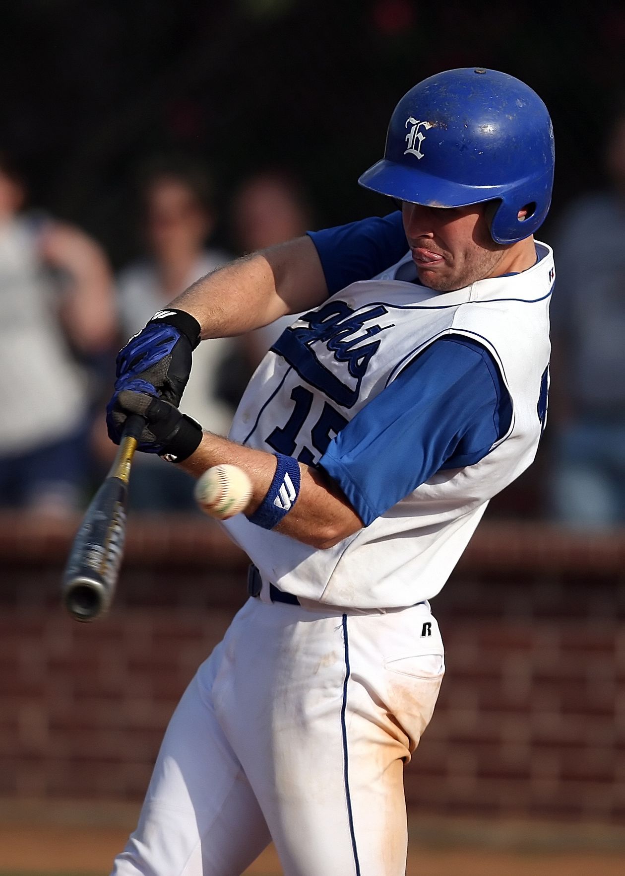 Baseball player batting during a game