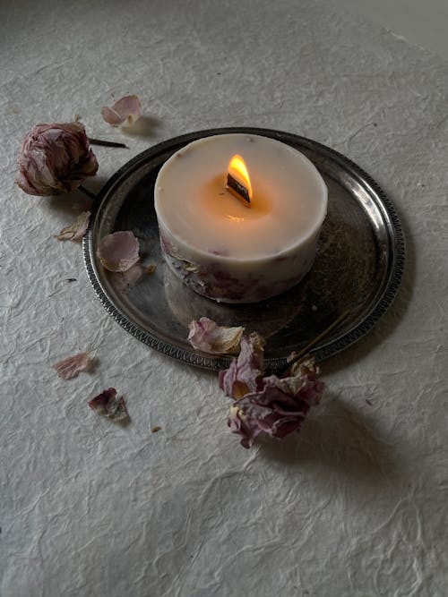 Wax Candle on Plate
