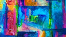 抽象表现主义绘画以生动的丙烯酸色调呈现出丰富多彩的效果