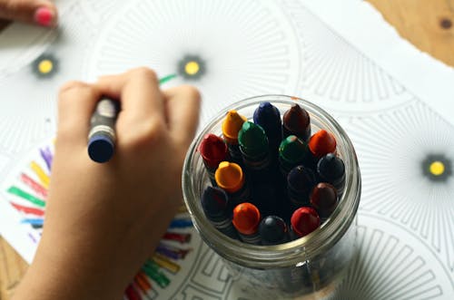 Free Person Coloring Art With Crayons Stock Photo
