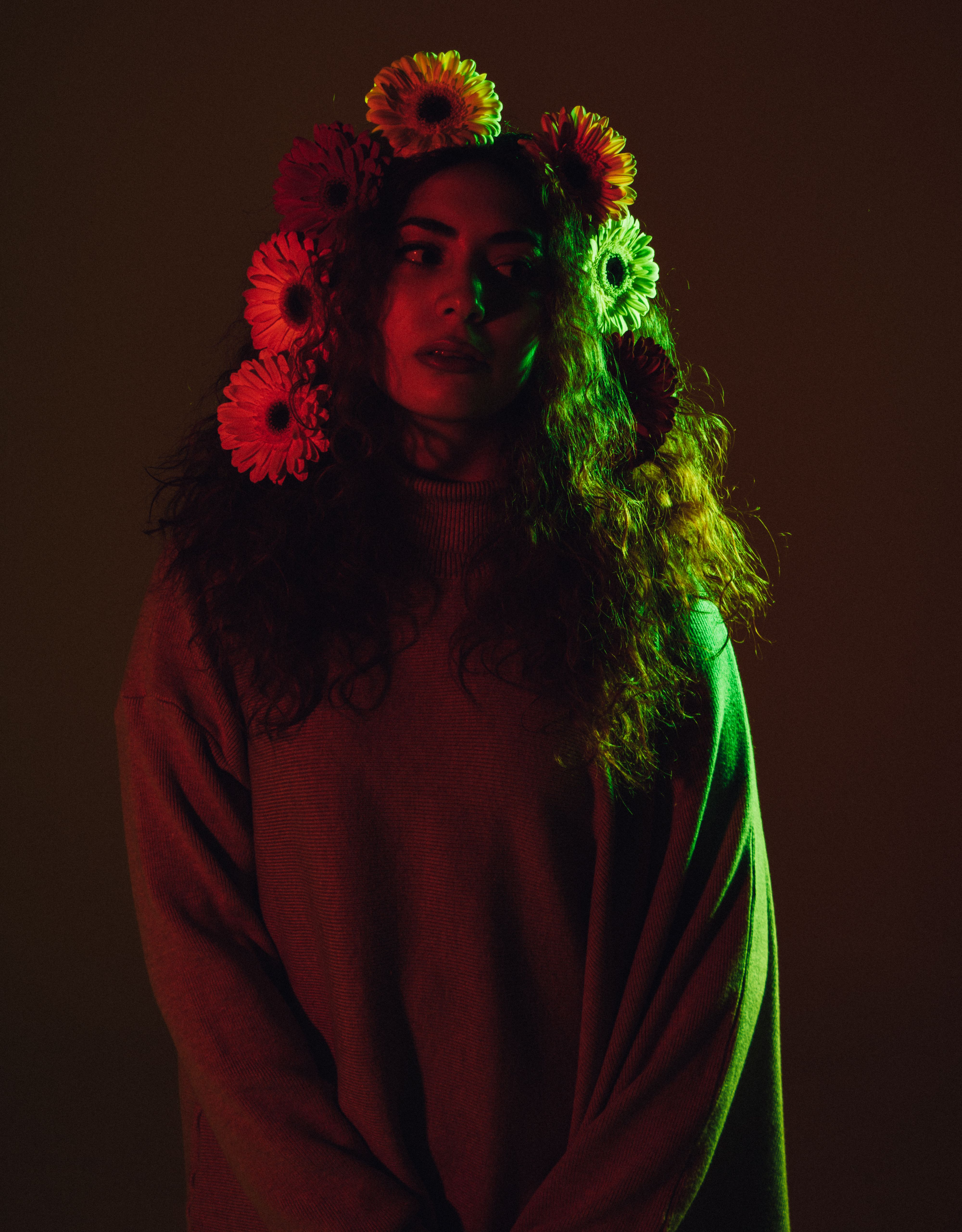 Portrait of Woman with Flowers in Hair · Free Stock Photo