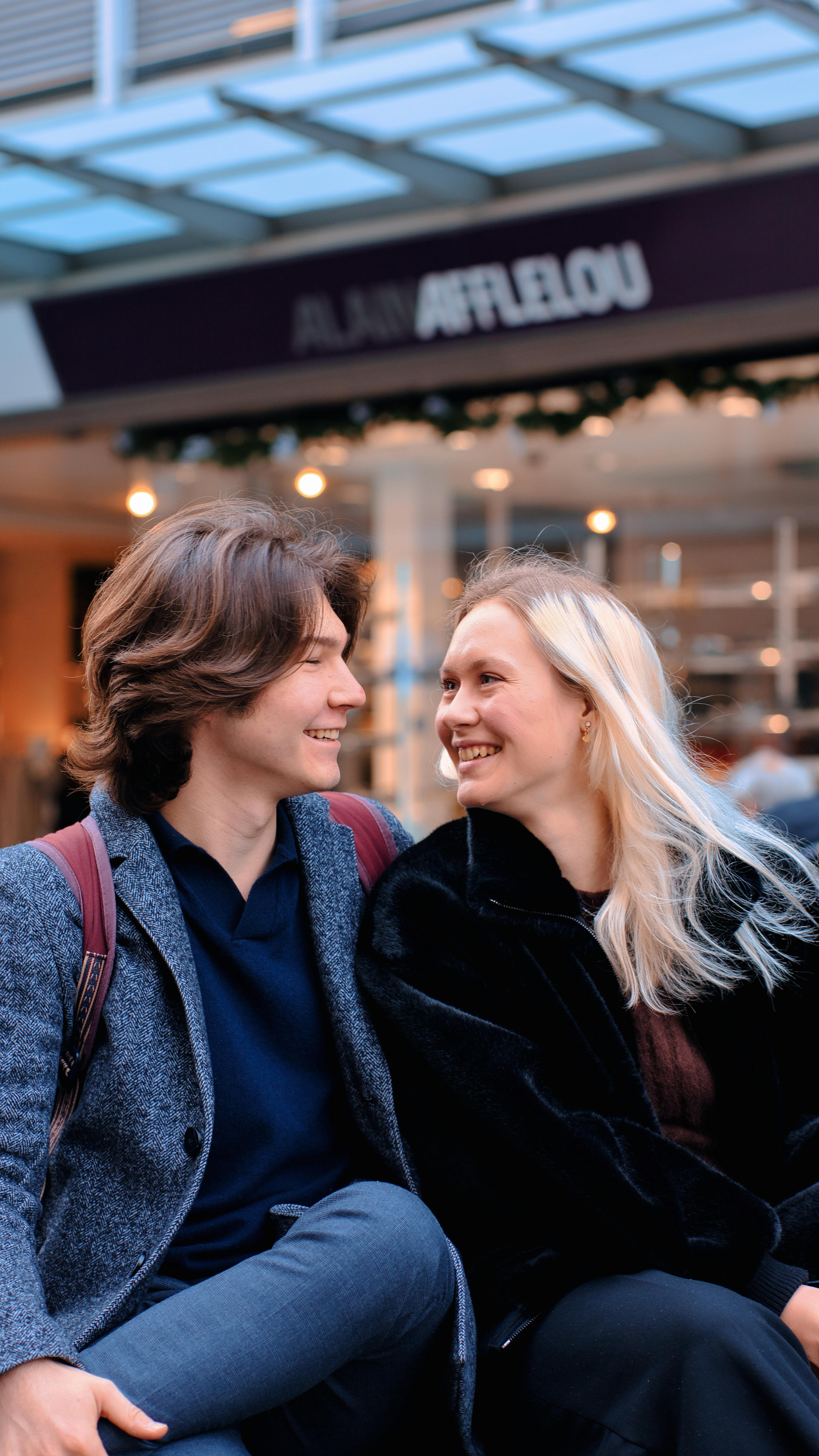 Smiling Blonde Couple Together · Free Stock Photo