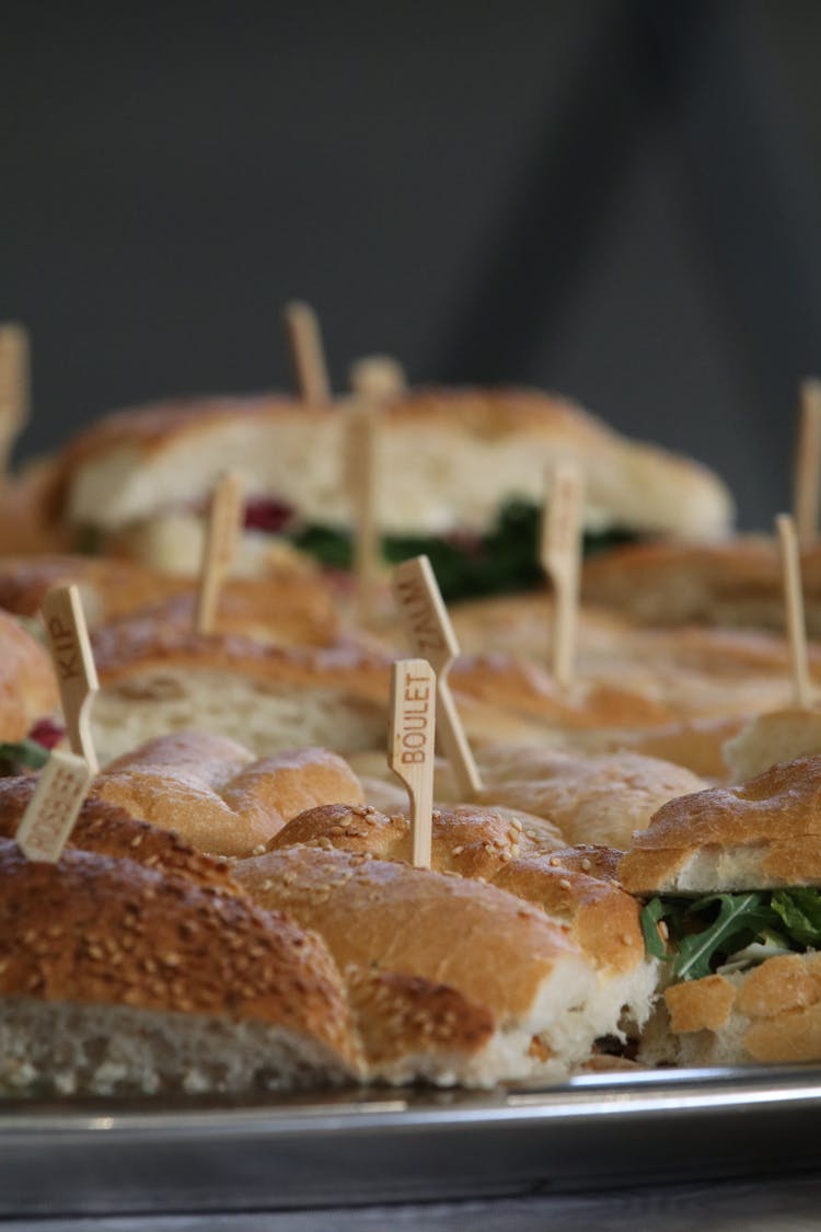 Close-up Of Mini Sandwiches On A Plate