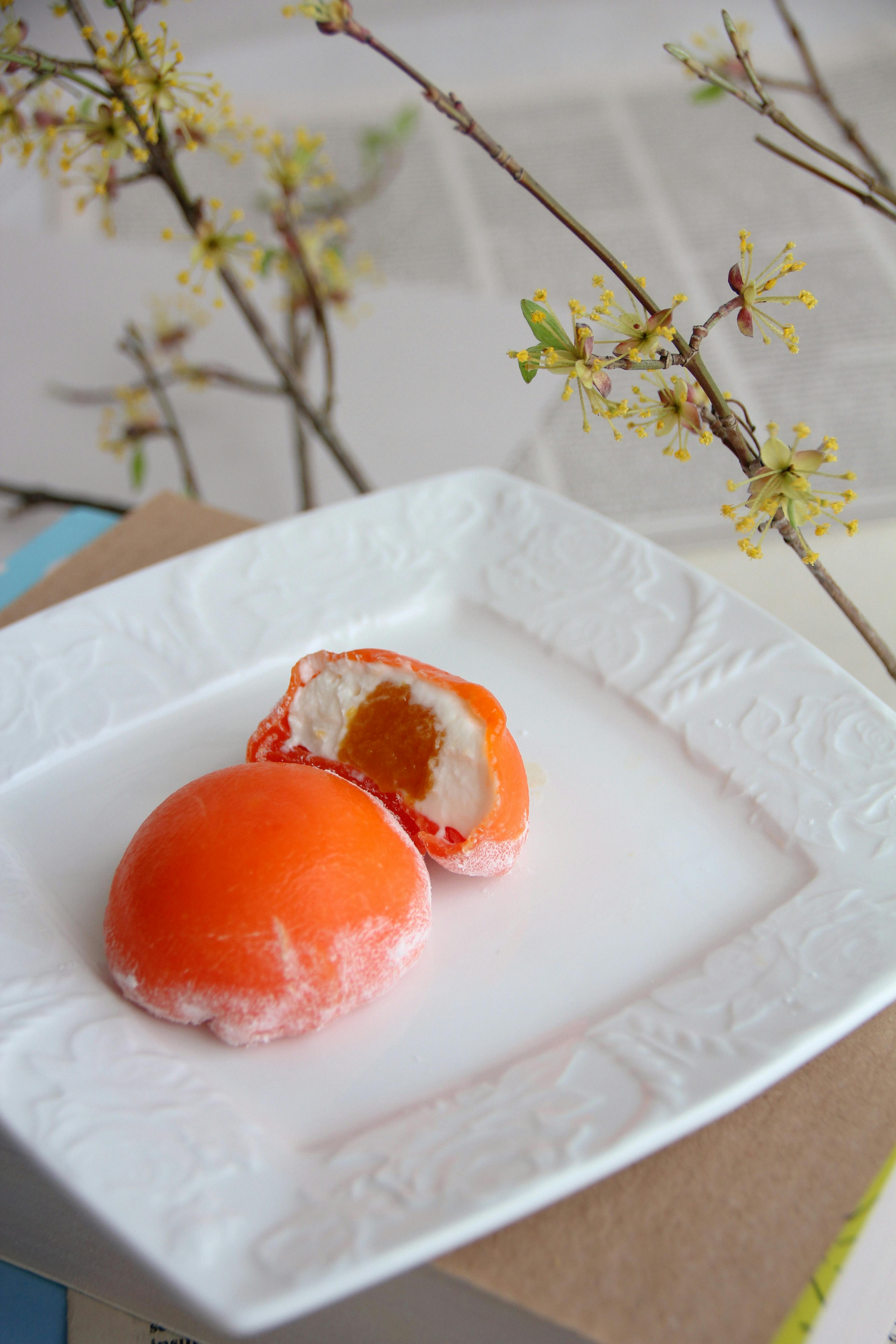 plate with a cut pastry