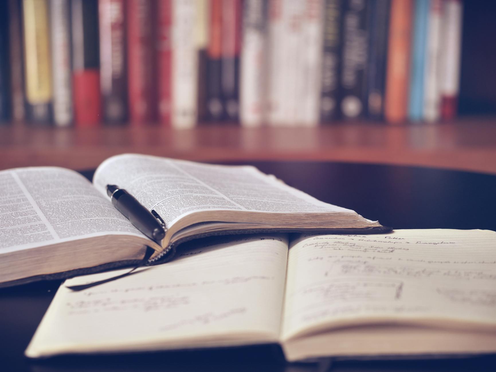 Open book on a desk