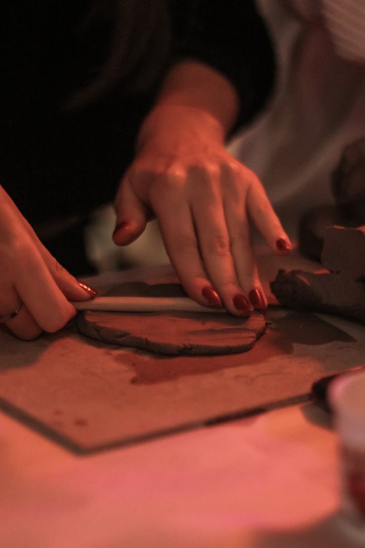 Woman Hands Making Cake