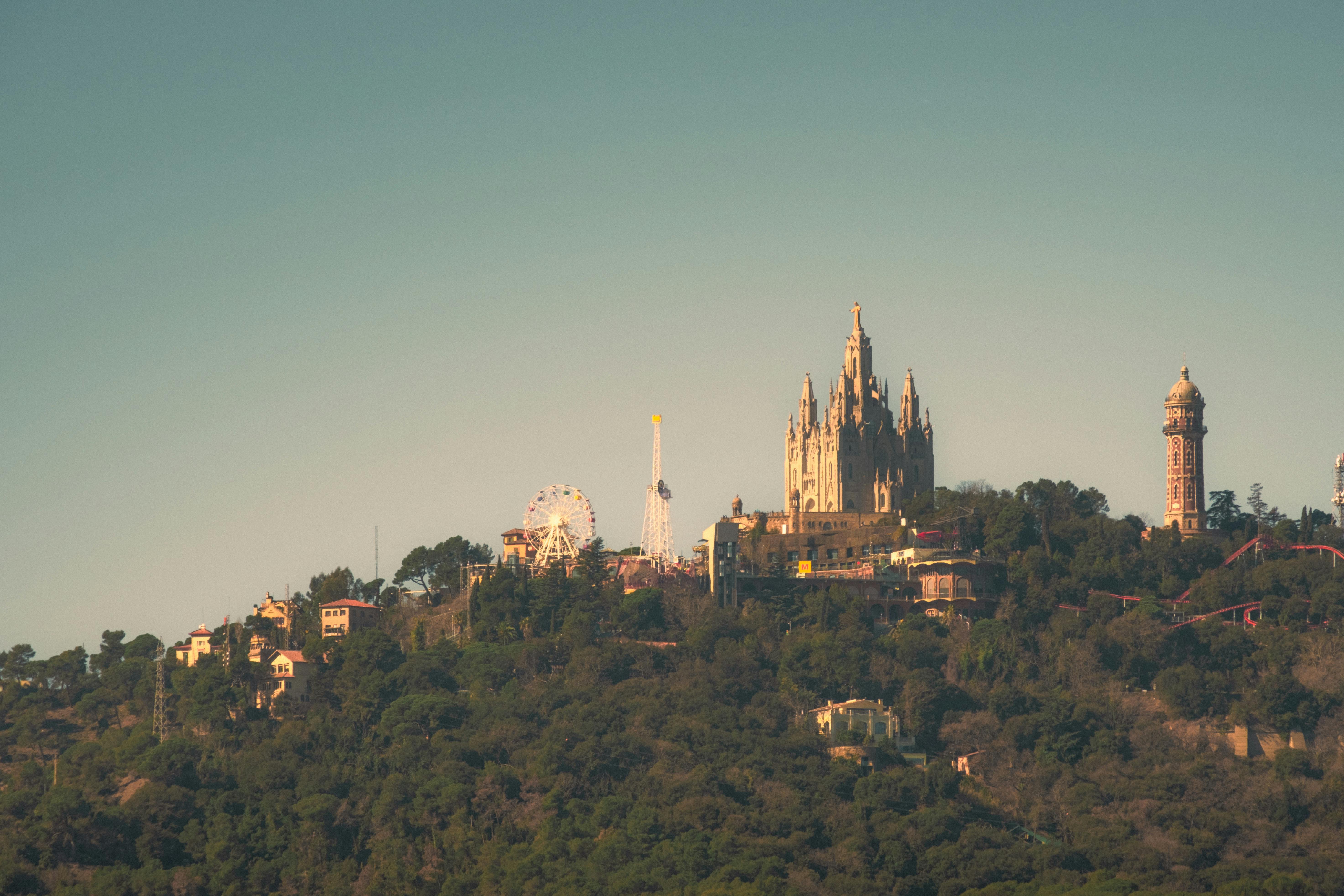 landscape of tibidabo hill barcelona catalonia spain