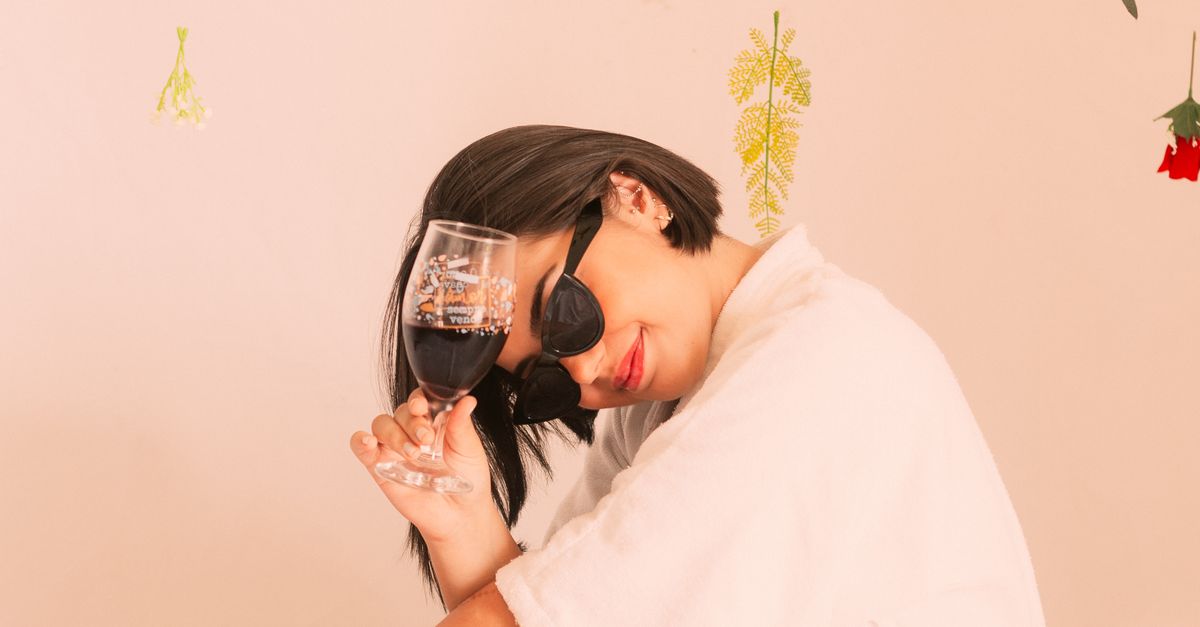 Wine Robe Woman in Robe with Glass of Wine · Free Stock Photo