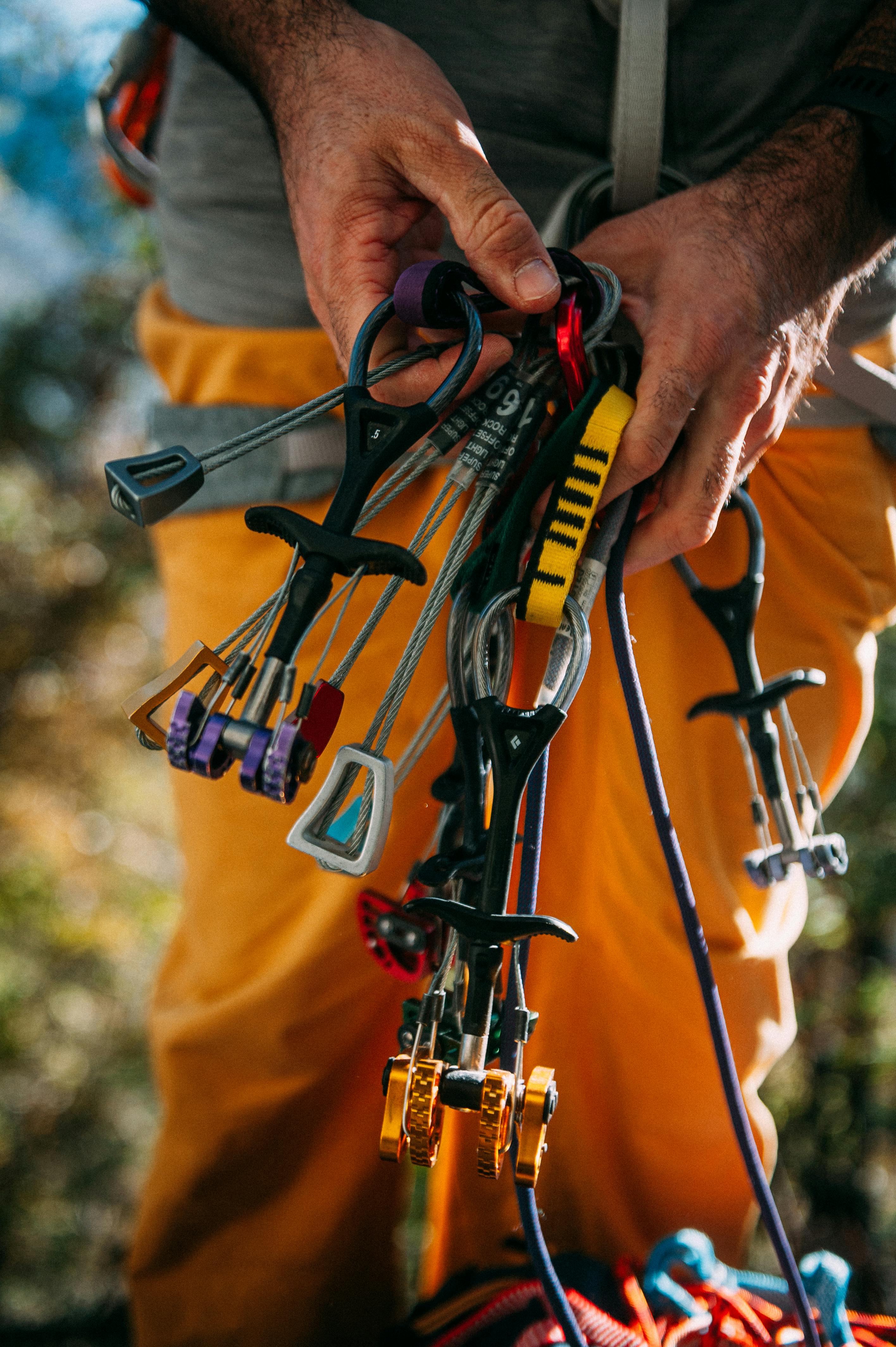 Climber placing protection