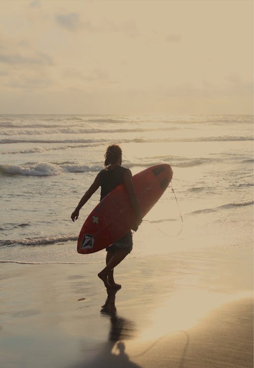 Surfer Walking on Beach