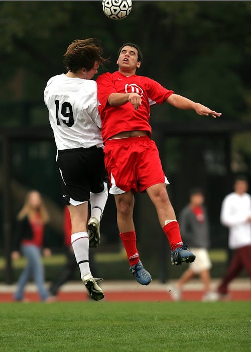 Free 2 Soccer Player Had a Collision Stock Photo