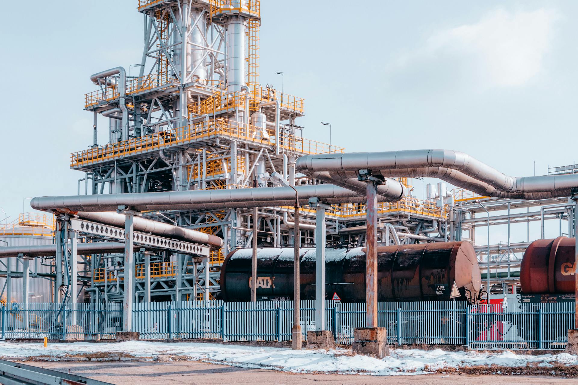 Tanker Wagons at an Oil Refinery