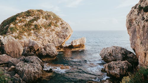 Eroded Rock Formations in Sea