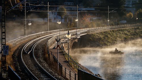 A Bridge with Tracks over the Water