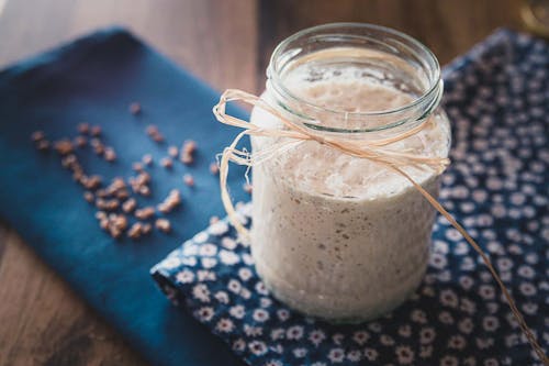 Free Jar of Healthy Breakfast with Yogurt Stock Photo