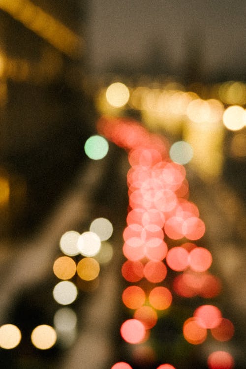 Defocused Tail Lights of Cars in a Traffic Jam