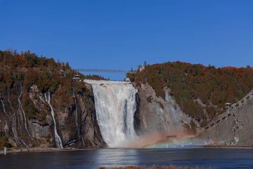 Clear Sky over Waterfall