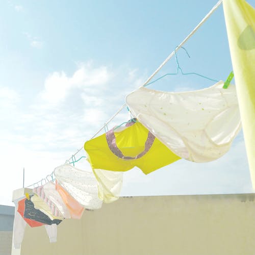 Free Photo of Underwear Hanging On Clothes Line Stock Photo