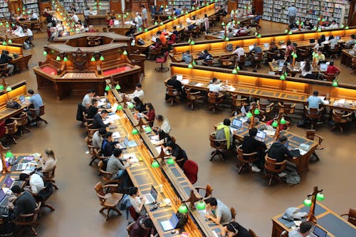 Kostnadsfri bild av bibliotek, böcker, bord