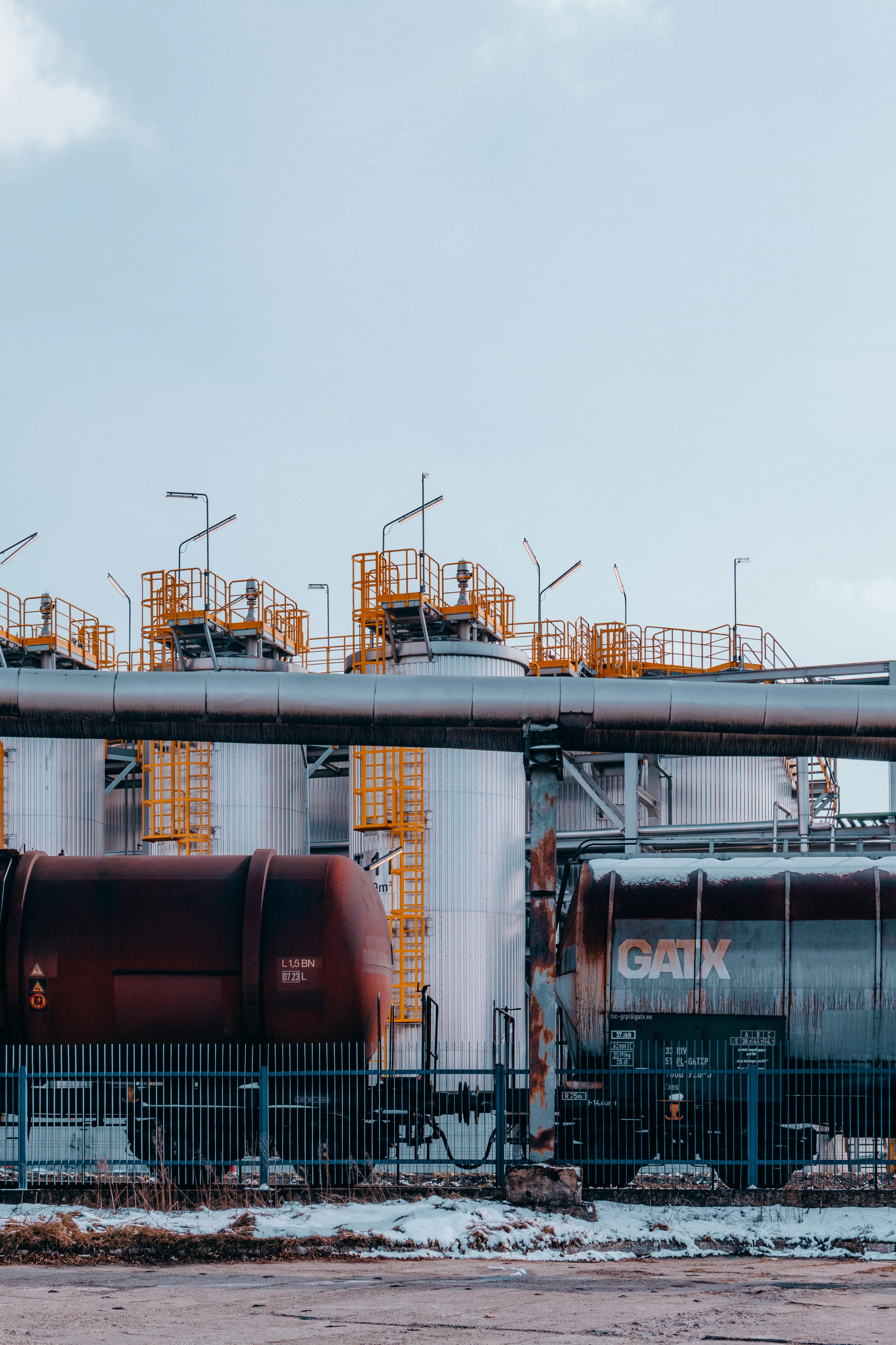 Oil train carriages near petrol refinery in Trzebinia, Poland.