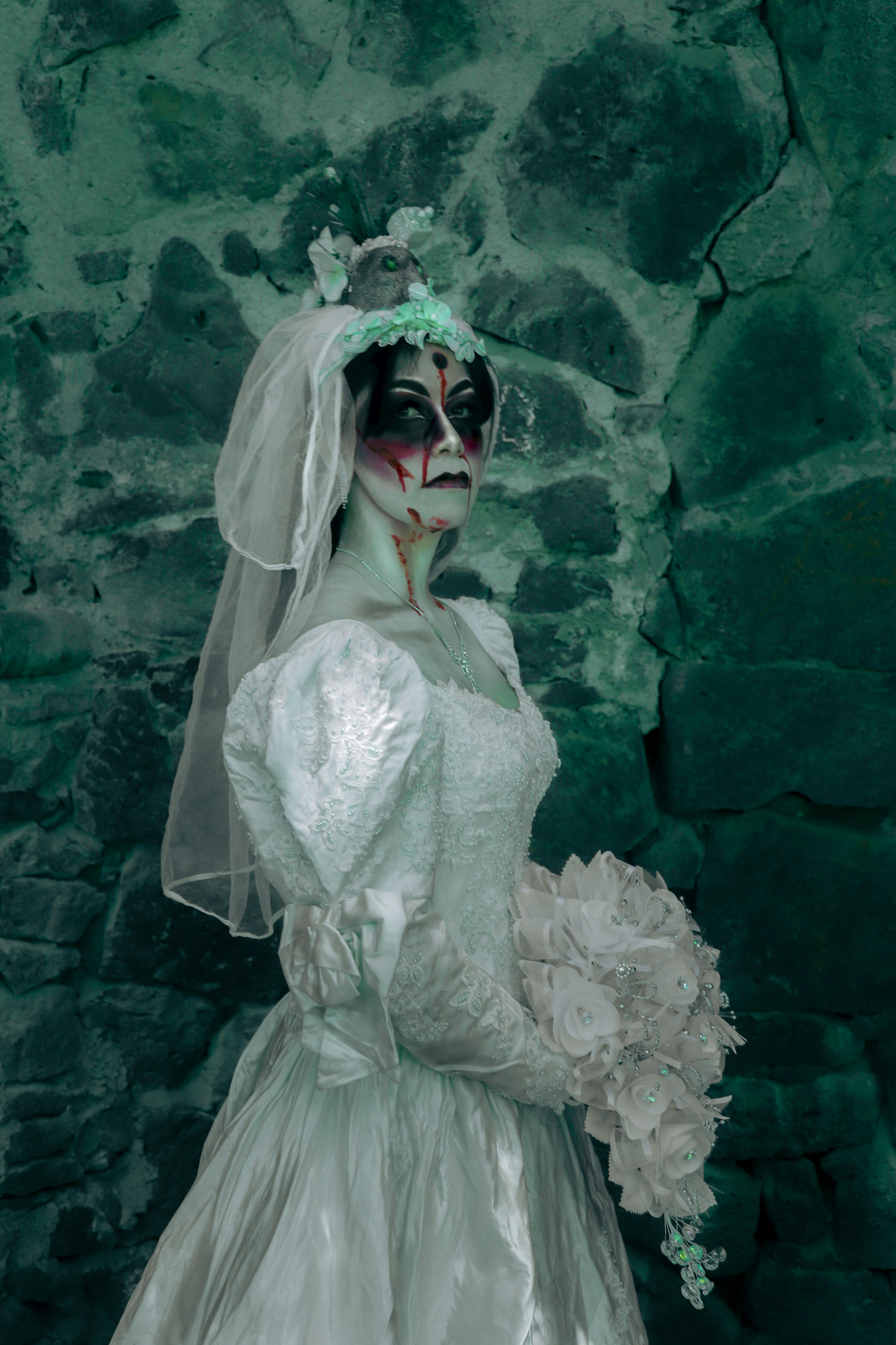 Woman Dressed as a Dead Bride for Halloween Free Stock Photo