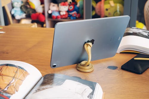 Cobra Phone Stand with Apple iPad Between Photo-books