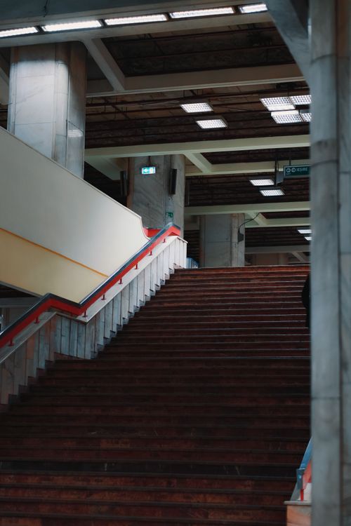 Free Architectural view of a modern subway station staircase, showcasing urban design. Stock Photo