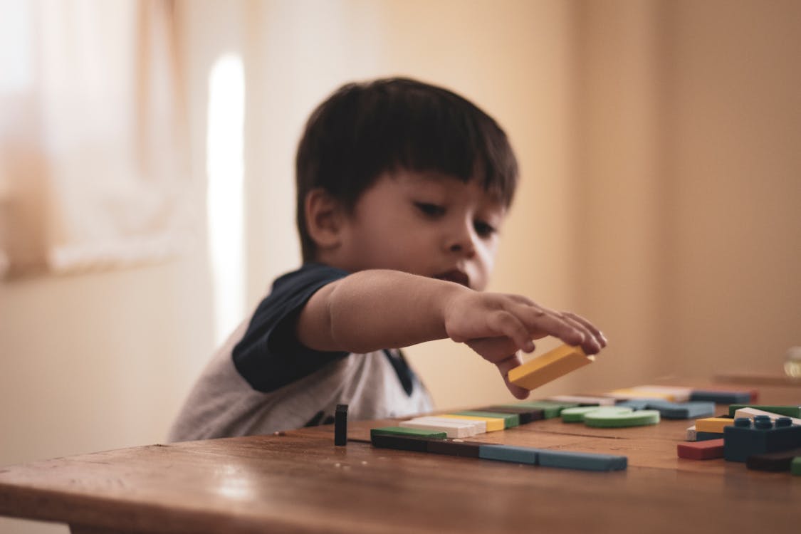 Boy Holding Block Toy