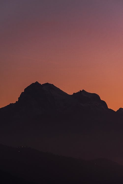 Clear Sky over Mountain Silhouette at Dusk