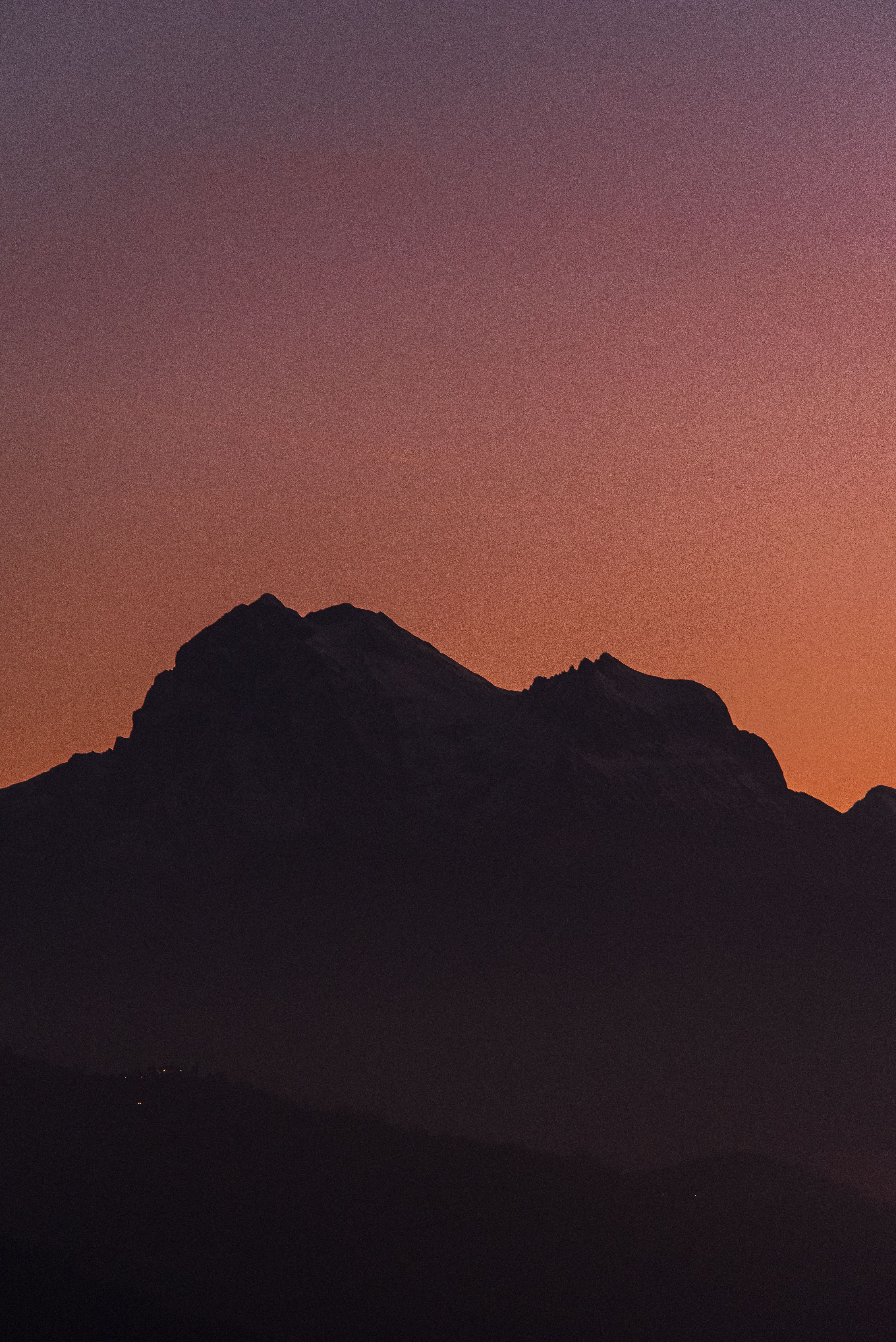 Clear Sky over Mountain Silhouette at Dusk · Free Stock Photo