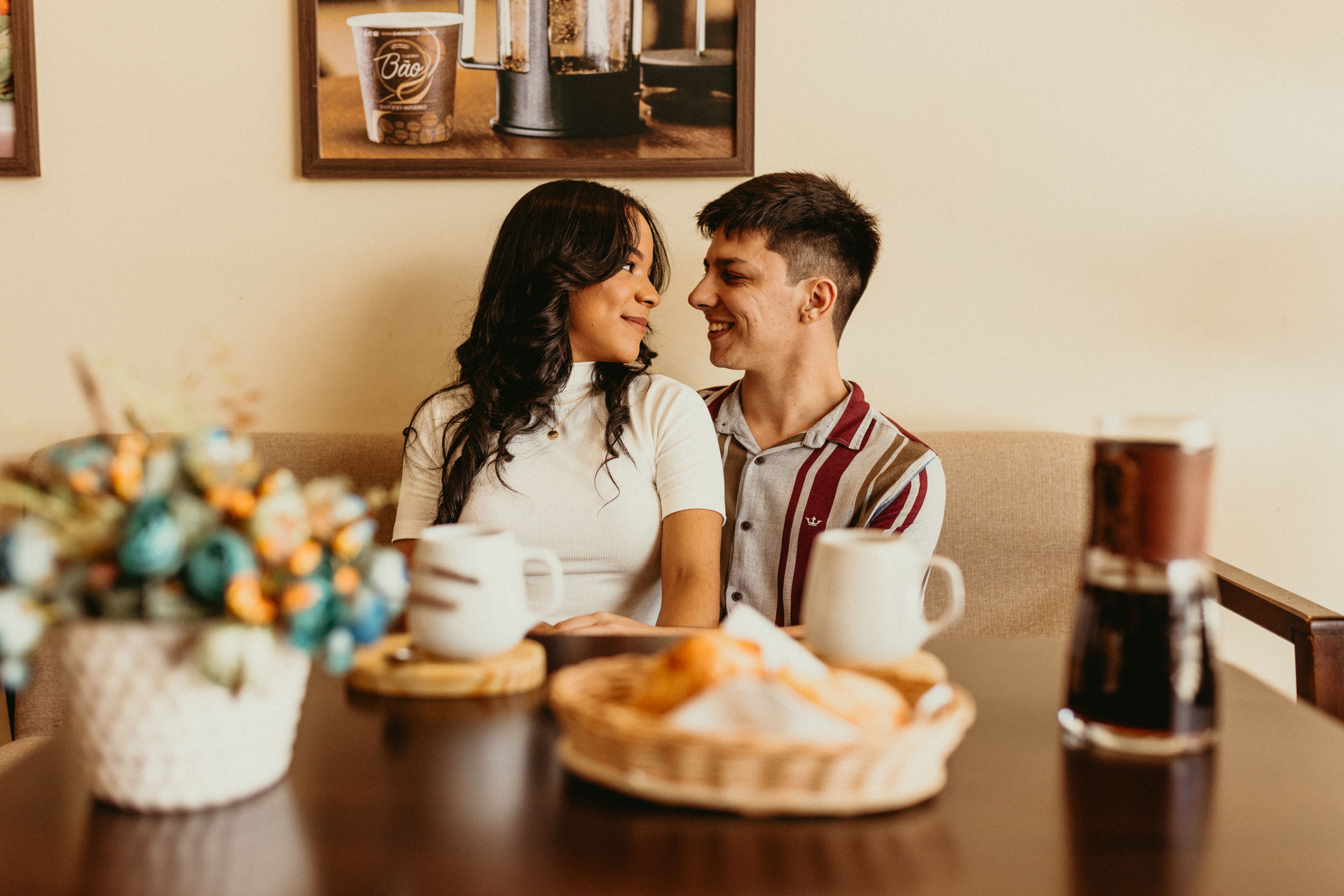 Person using smartphone with dating app interface