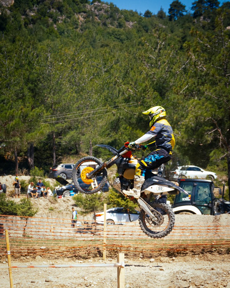 Motocross Race Contestant In Jump