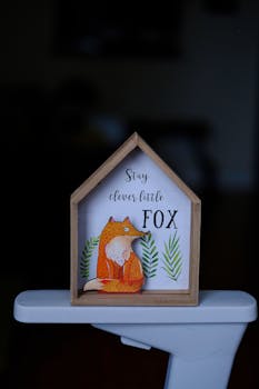 A cute fox-themed decorative piece with motivational text for home decor.