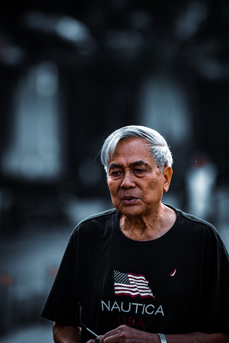 Elderly Man Wearing A T-Shirt 