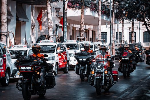 Motorcycle Rally Passing Through the City