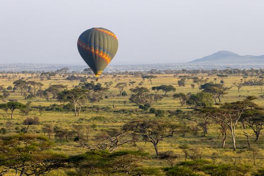 Hot-air balloon at dawn — Serengeti