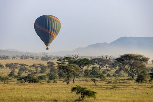 Hot-air balloon at dawn — Serengeti