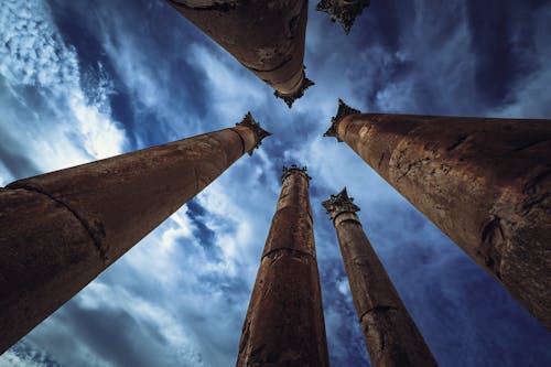 Clouds over Columns in Temple of Artemis in Jordan