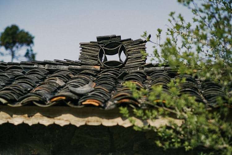 Close Up Of Damaged Tiles On Roof