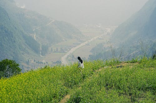 女人, 山, 景觀 的 免费素材图片