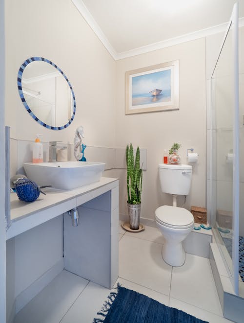 White Ceramic Toilet Bowl Beside Glass Wall