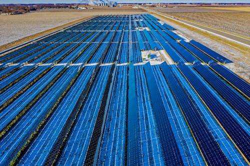 Free Aerial Photography of Blue Solar Panels Stock Photo