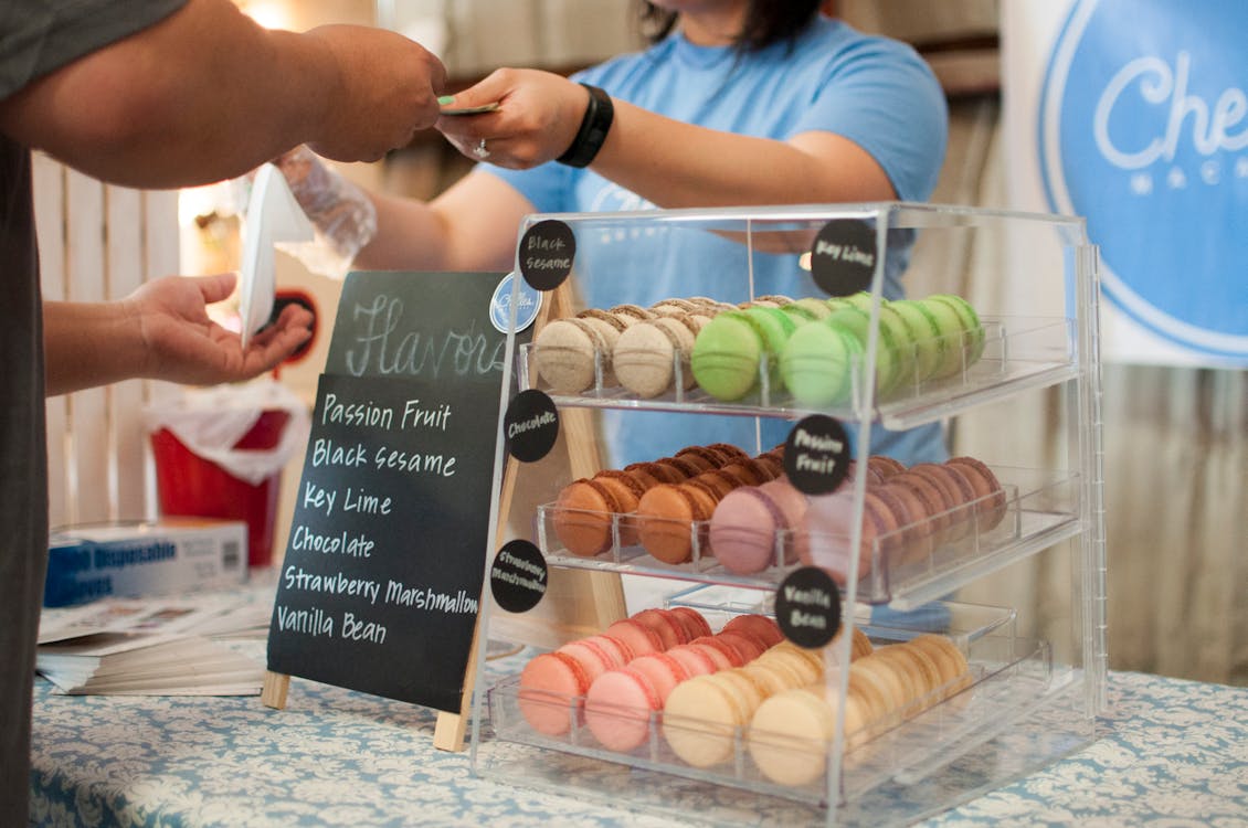 Buying Macarons in a Glass Display