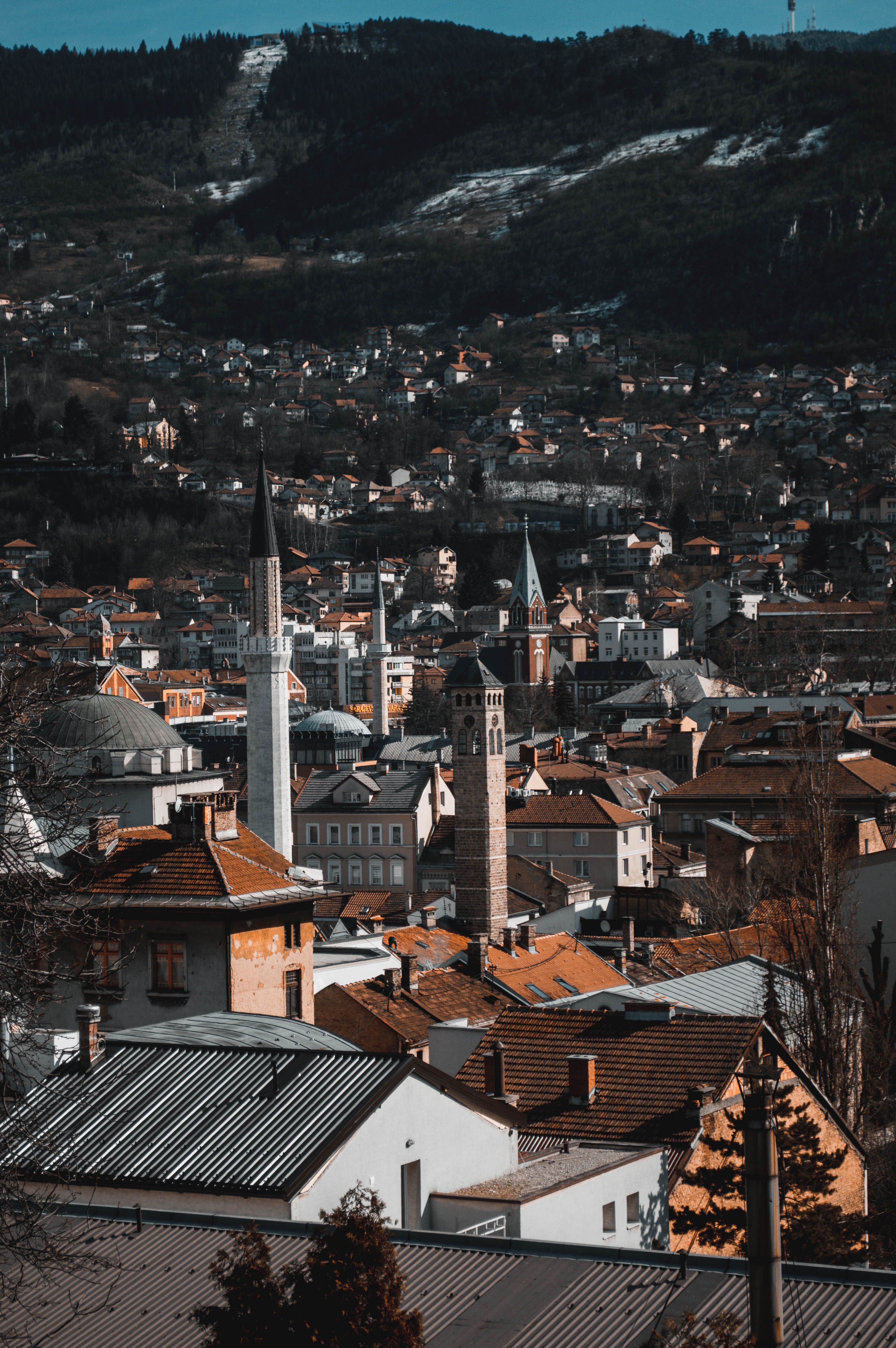 Sarajevo skyline featuring minarets and Ottoman architecture