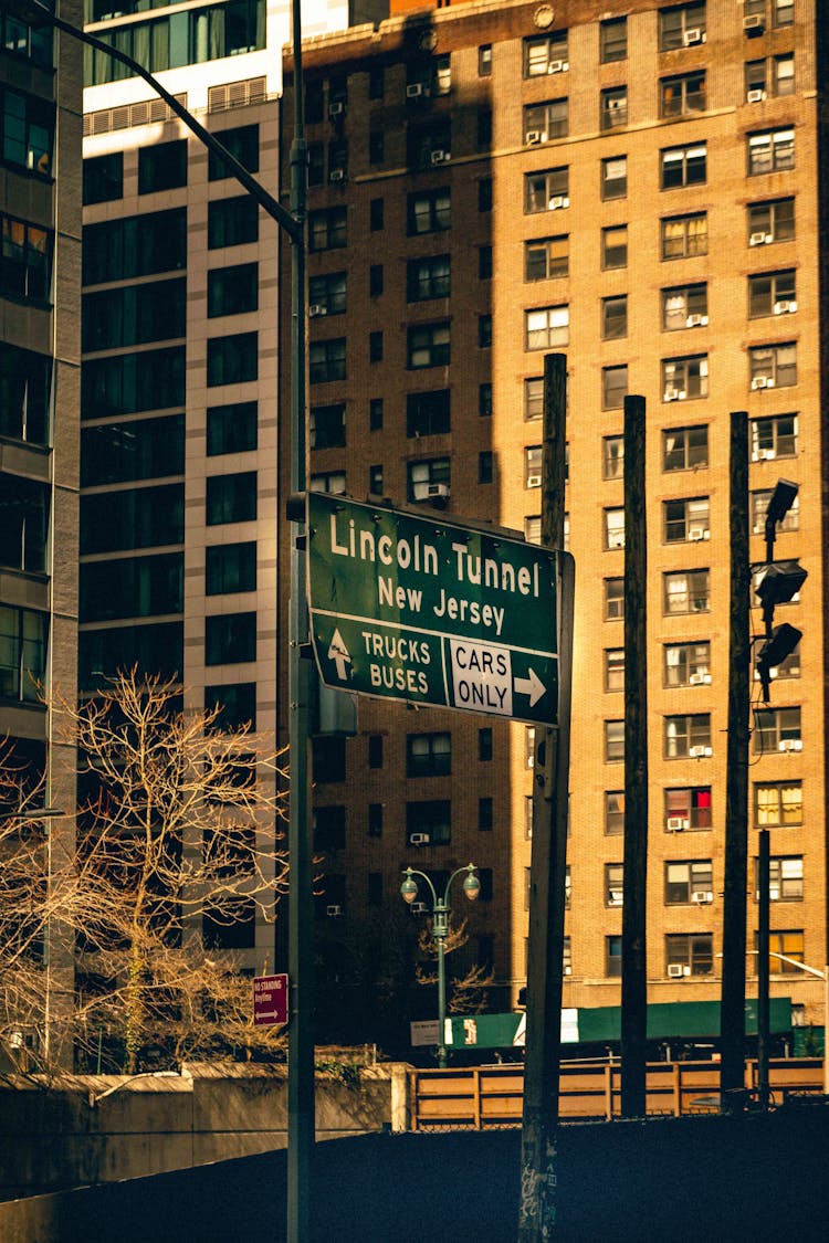 Direction Sign In A City, New Jersey, USA