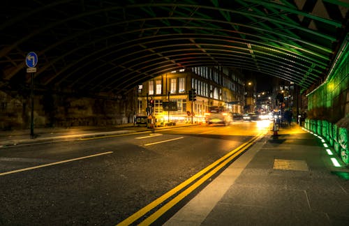 Time Lapse Photography of Underpass during Night