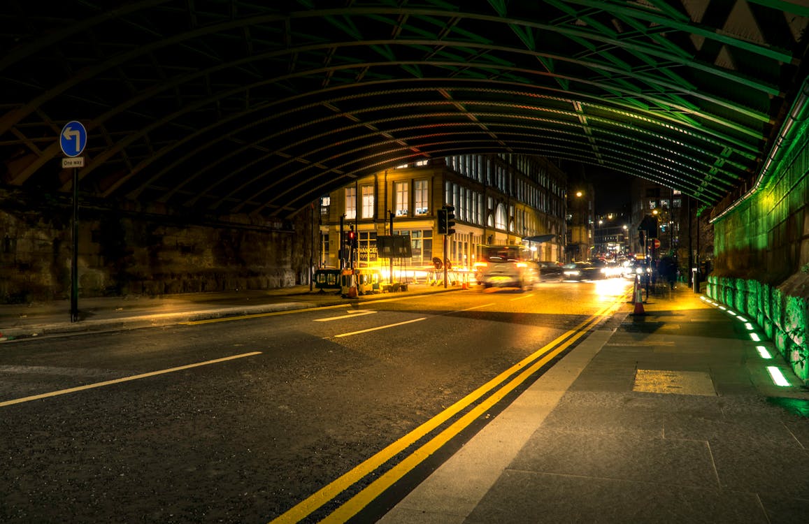 Time Lapse Photography of Underpass during Night